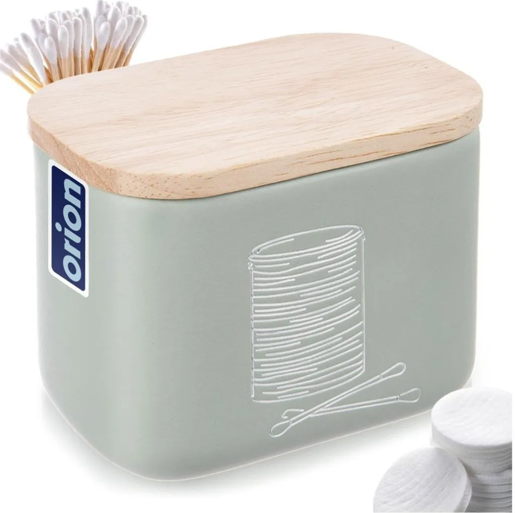 Dispenser Dischetti Cotone Orion Verde Pietra - Porta Cotton Fioc Lusso - 7