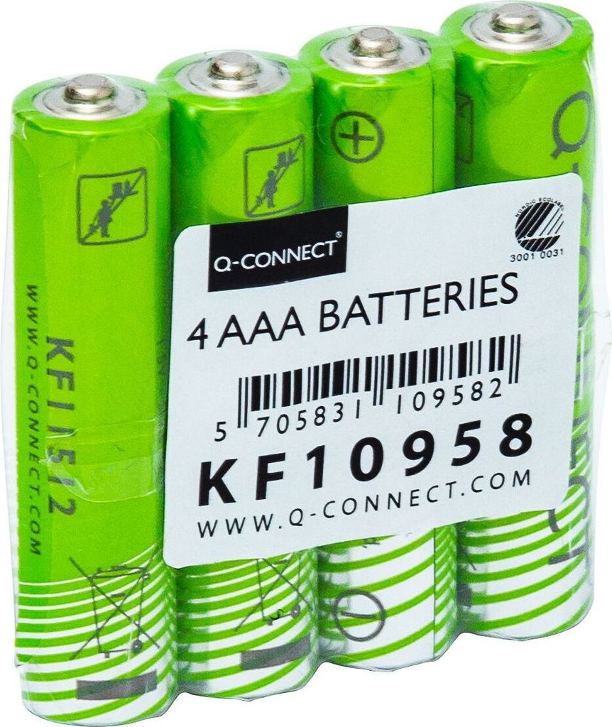 Q-CONNECT KF10958 Batterie AAA/LR03, Nordic Swan, 4 Stück, grün