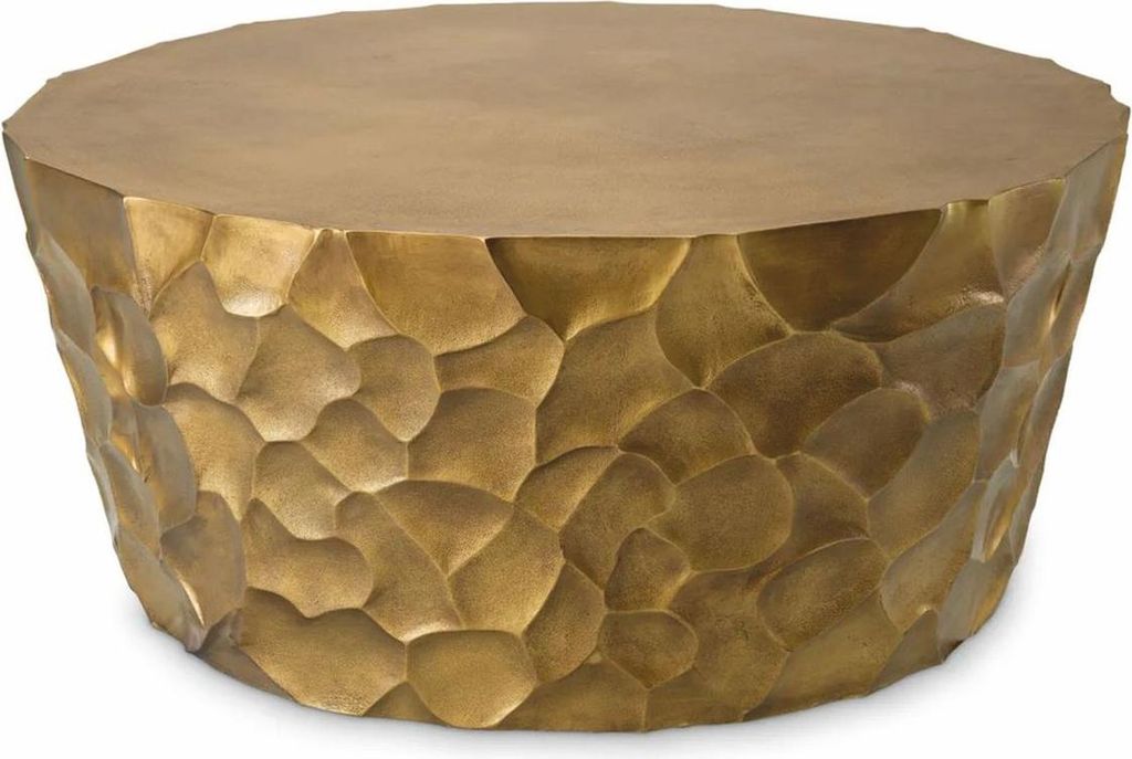 Casa Padrino Luxus Aluminium Couchtisch Vintage Messing Ø 101 cm - Wohnzimmer Möbel