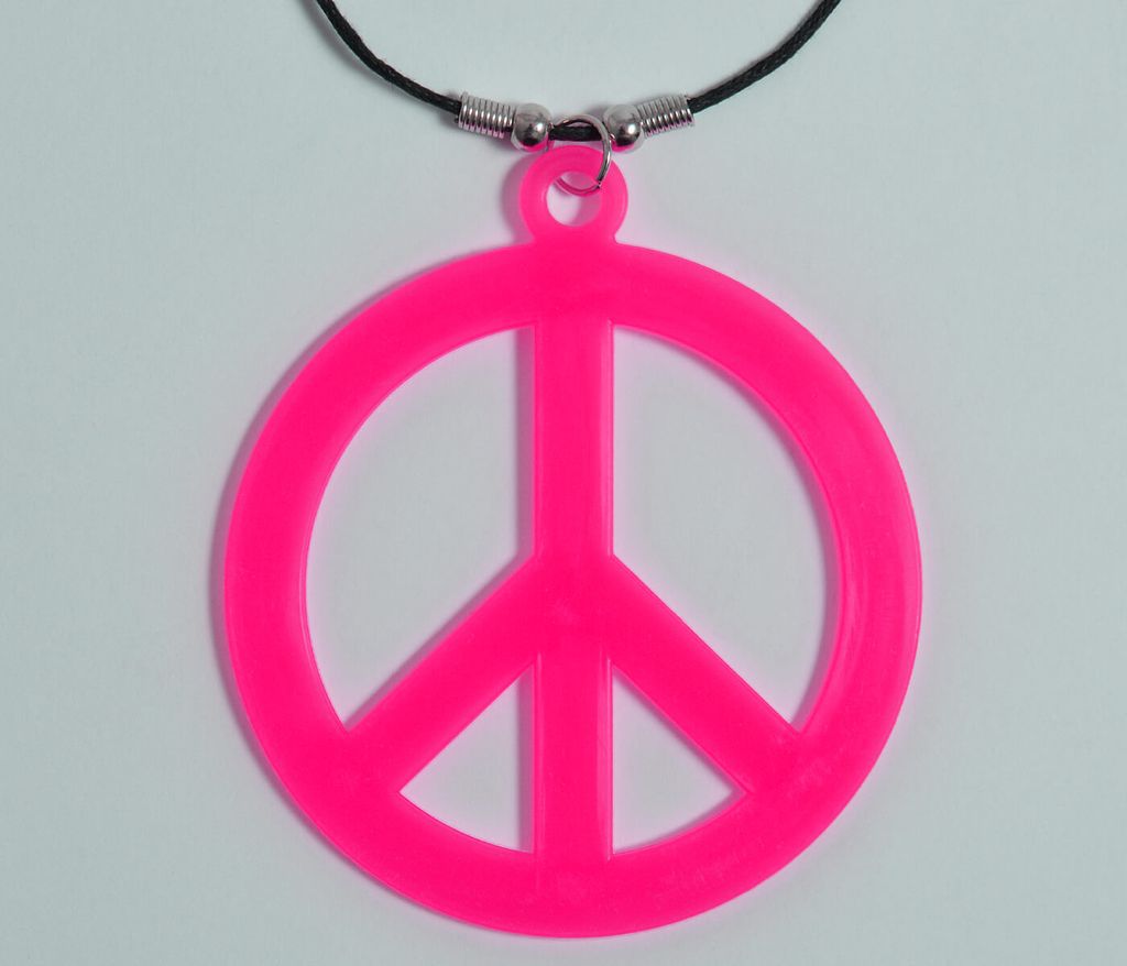 Halskette mit Peacezeichen Neon Karneval Party Accessoires 