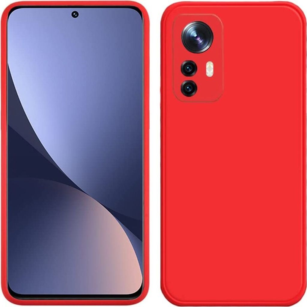 Xiaomi 12 / 12X / 12S Hülle, Flüssig Silikon Weich Gummi Schutzhülle für Xiaomi 12 / 12X / 12S Rot