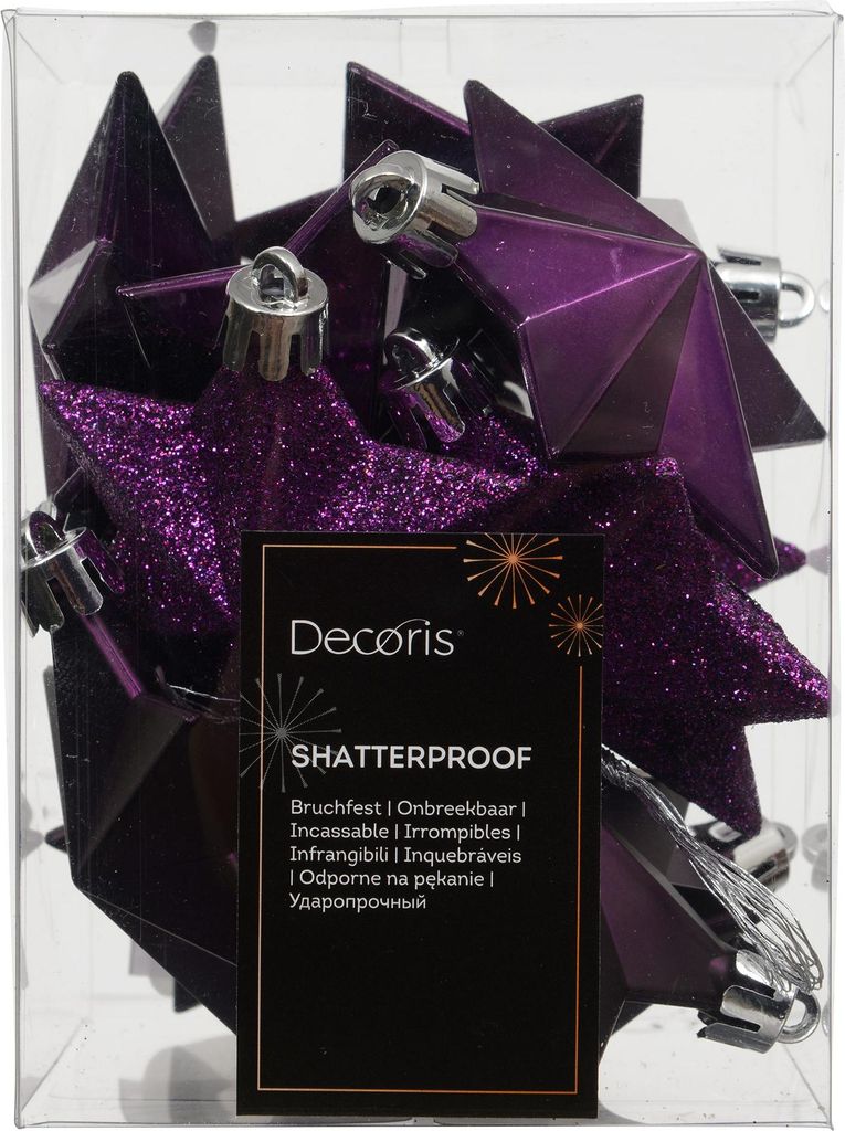 Ster kunststof L9b9h12 cm vijg 12 st Shatterproof Decoris Productafbeelding 