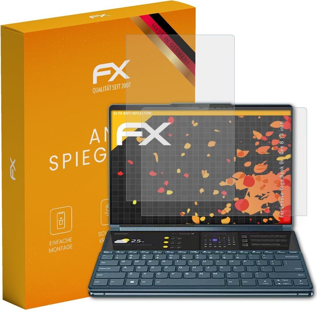 atFoliX FX-Antireflex 2x Schutzfolie kompatibel mit Lenovo Yoga Book 9i - Gen 8 (13 inch) Displayfolie