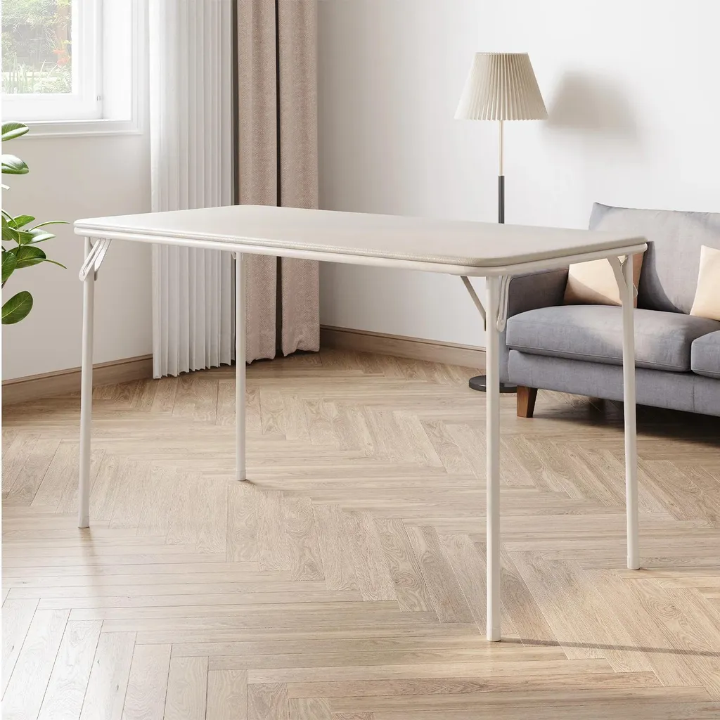 Table de camping pliante rectangulaire grise avec structure en métal - 2
