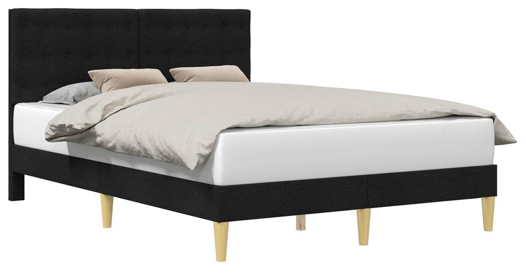 vidaXL Bettrahmen mit Kopfteil Schwarz 140 x 200 cm Stoff
