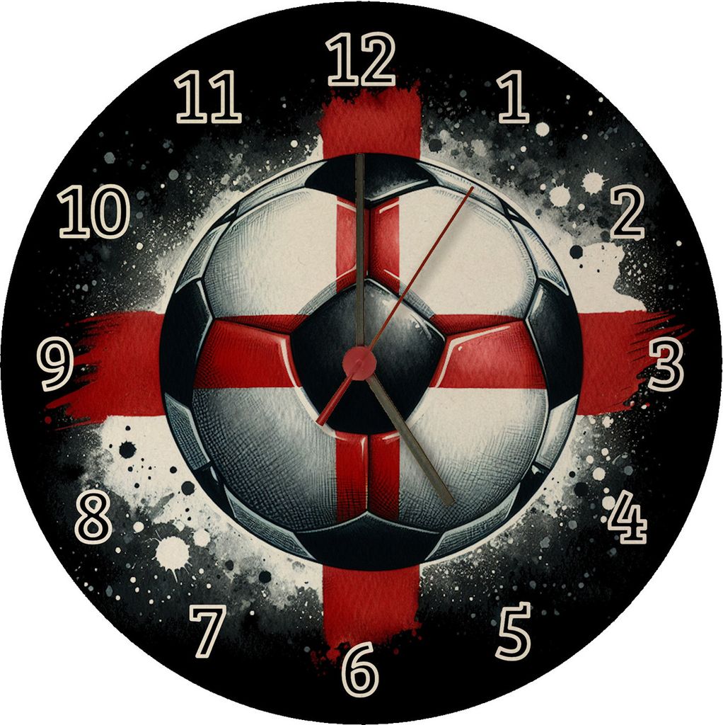 Fußball Englische Flagge Wanduhr aus MDF