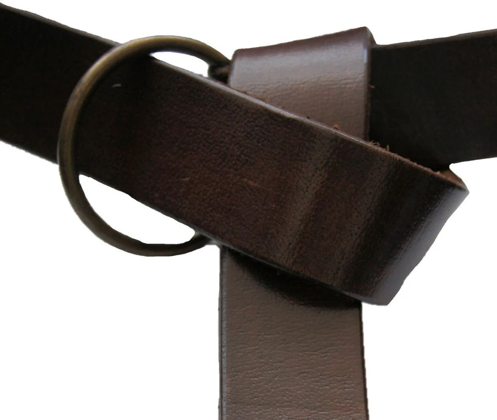 Ringgürtel aus robustem Leder Braun 190 cm