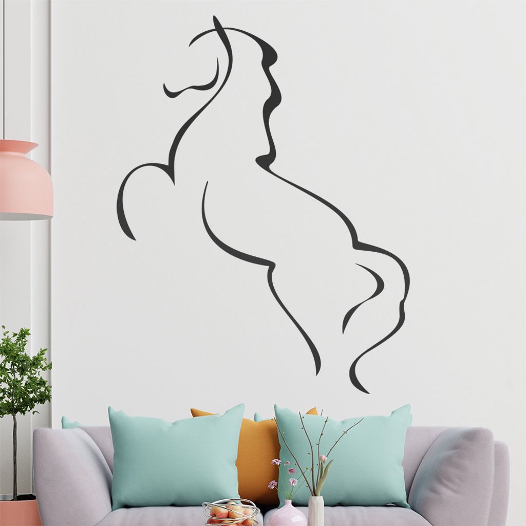 Pferd Linien Wandtattoo in 6 Größen - Wandaufkleber Wall Sticker - Dekoration, Küche, Wohnzimmer, Schlafzimmer, Badezimmer