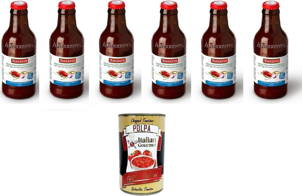 La torrente Salsa al Pomodoro San Marzano dell’Agro Sarnese-Nocerino DOP San Marzano Tomatensauce der Sarnese-Nocerino Dop 6x330ml + Italian Gour...