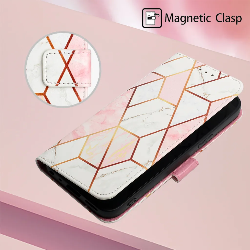 Xiaomi Poco X4 NFC Case, Custodia in Finto cuoio con motivo a marmi, tasche per carte, Stand Case per Xiaomi Poco X4 NFC Rose Gold - 5