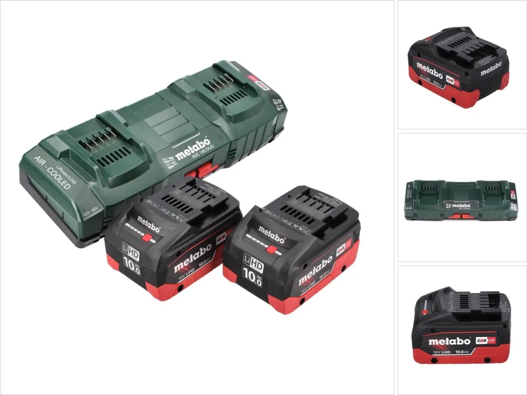 Kit Metabo 18V pour Travaux Intensifs : 2 Batteries 10Ah et Chargeur Duo