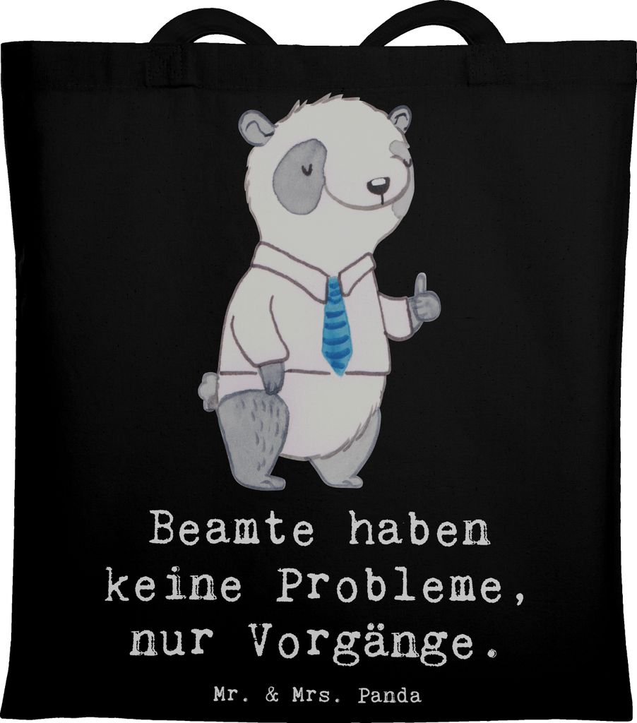 Mr. & Mrs. Panda Stoffbeutel Beamter ohne Probleme - Schwarz - Geschenk, Laptoptasche, öffentlicher Dienst, Schultasche, handgefertigte Geschenke,...