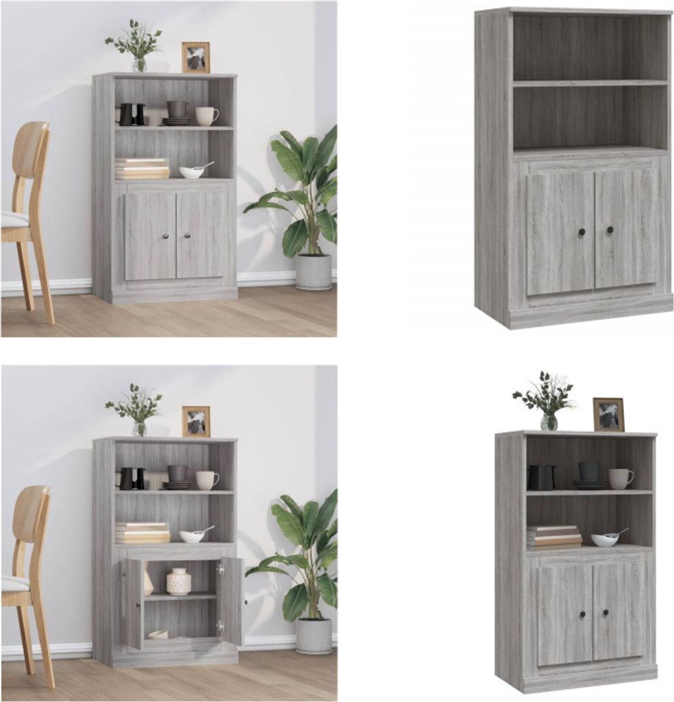 vidaXL Highboard Grau Sonoma 60x35,5x103,5 cm Holzwerkstoff - Highboard - Highboards - Sideboard - Schrank