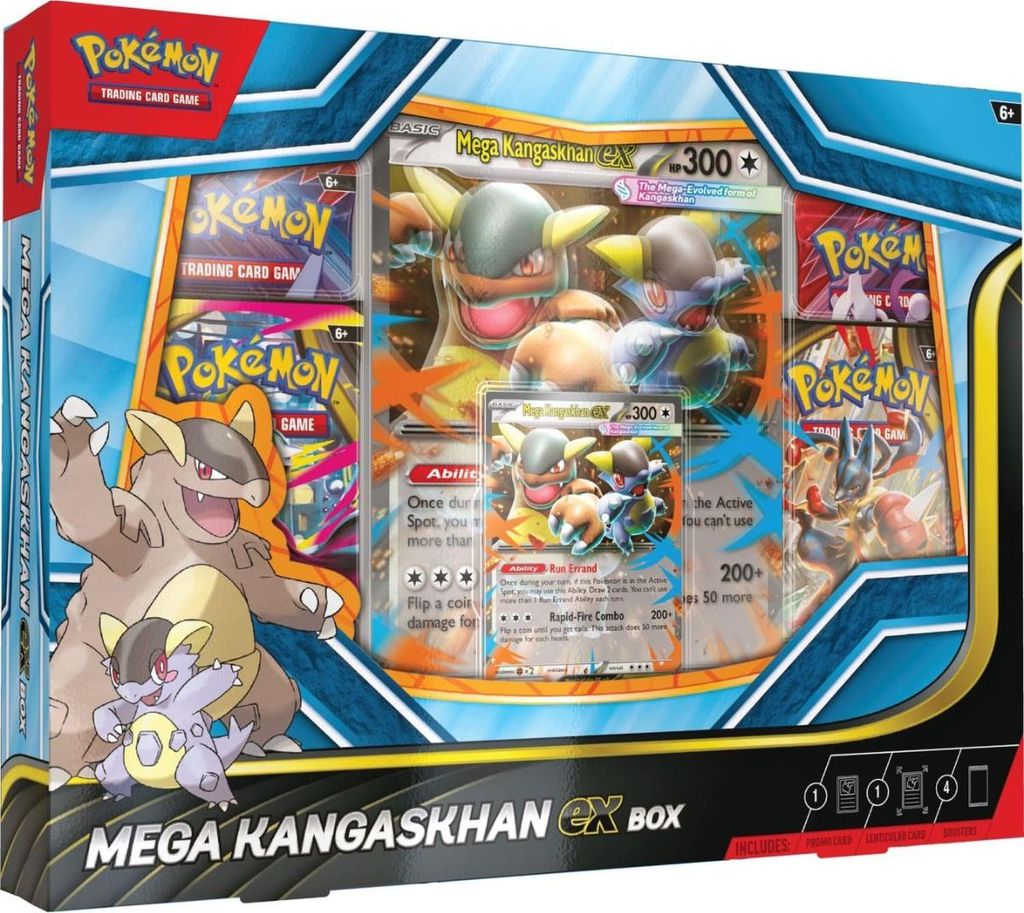 A product box for a Pokemon TCG Mega Kangaskhan EX Box.