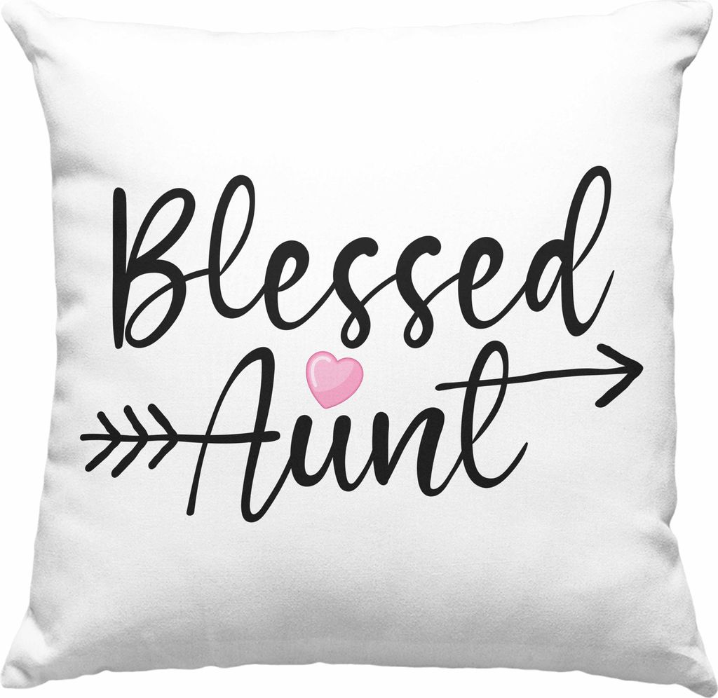 Trendation - Blessed Aunt Deko-Kissen mit Füllung 40x40 Geschenk für Tante Geschenkidee beste Tante (Rosa)