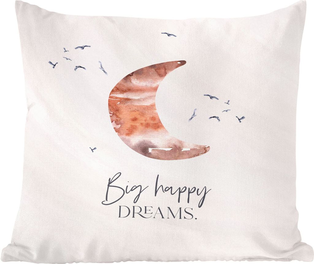 MuchoWow Zierkissen Sofakissen Wohnzimmer Dekokissen 50x50 cm Kinder - Sprichwörter - Große glückliche Träume - Jungen - Mädchen - Aquarelli...