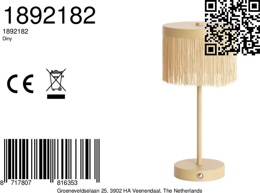 Lampada Diny Light & Living 1892182 E27 Beige | Metallo Ø17cm - 5