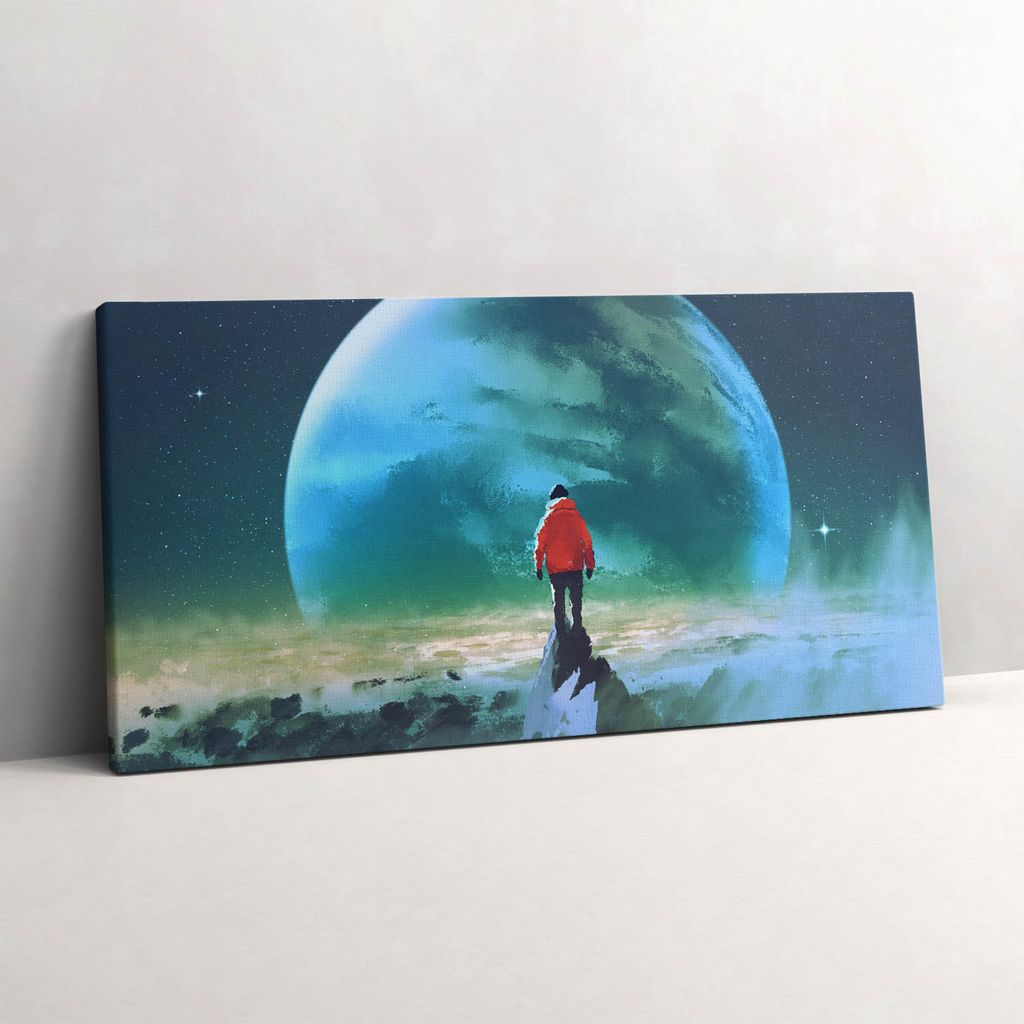 Mann im Mond – Leinwandbild Wandbild – 120x60 cm – Leinwandbilder – Wandbilder – Schlafzimmer – Flur