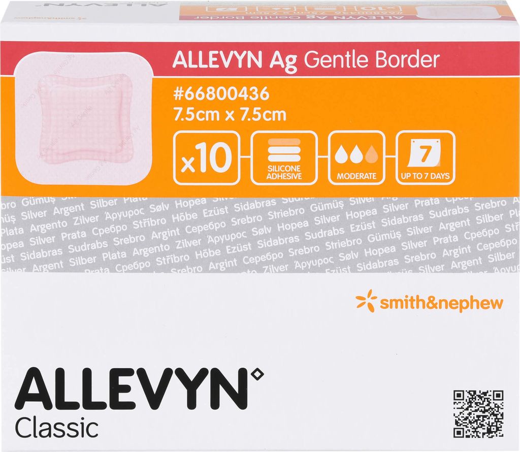 ALLEVYN Ag Gentle Border 7,5x7,5cm S & N, 10 St VER Obrázek produktu 