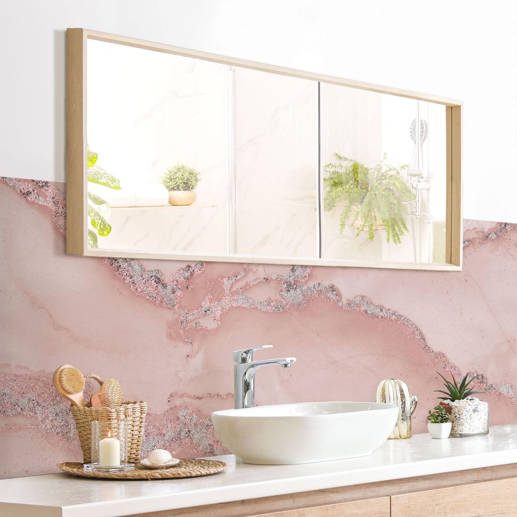 Wandverkleidung Bad originell selbstklebend - 0.61 mm Wandpaneel matt wasserfest Design rosa Abstrakt Badrückwand fugenlos 260x75 cm