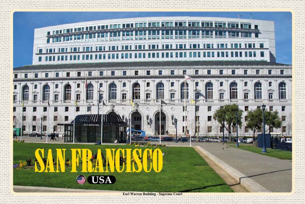 vianmo Holzschild 20x30 cm San Francisco Earl Warren Building Gericht Bildmotiv Reisemotiv Amerika USA