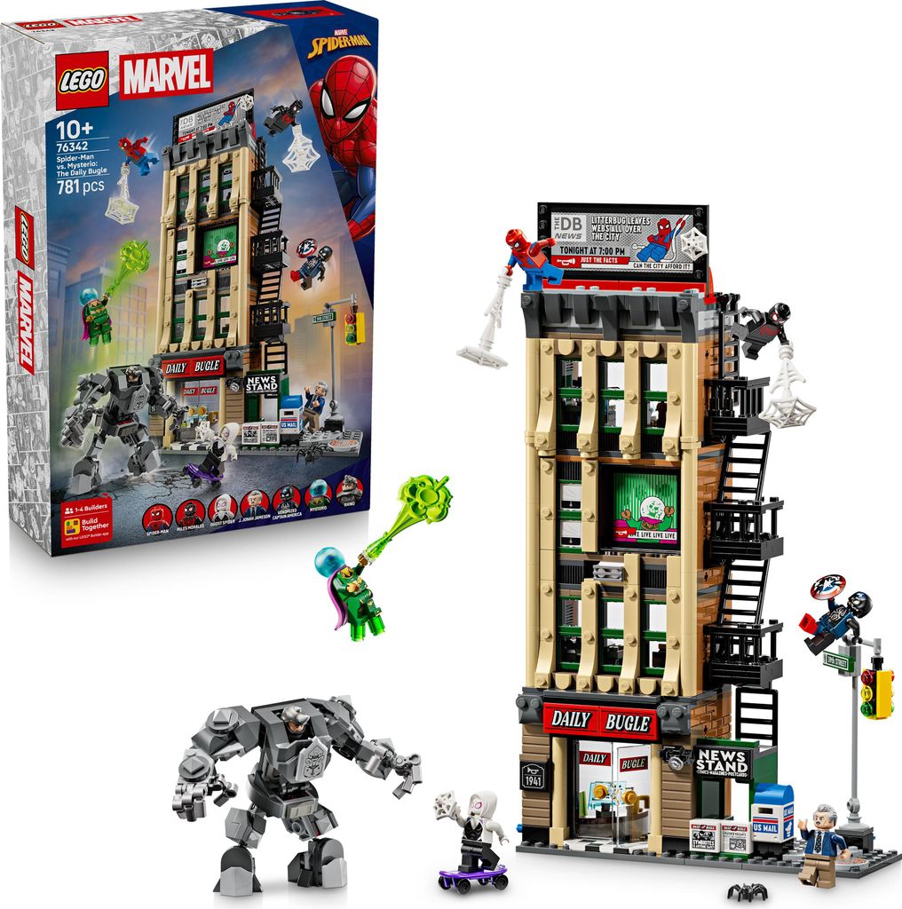 LEGO | Marvel Spider-Man vs. Mysterio: Daily Bugle - Superhelden Spielzeug mit Mech Actionfigur und 7 Minifiguren - Kinder Geschenk für Jungen ab ...