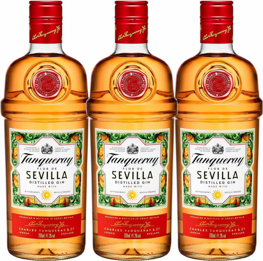 Tanqueray Flor de Sevilla, 3er, Destillierter Gin, Alkohol, Alkoholgetränk, Flasche, 41.3%, 700 ml, 753383