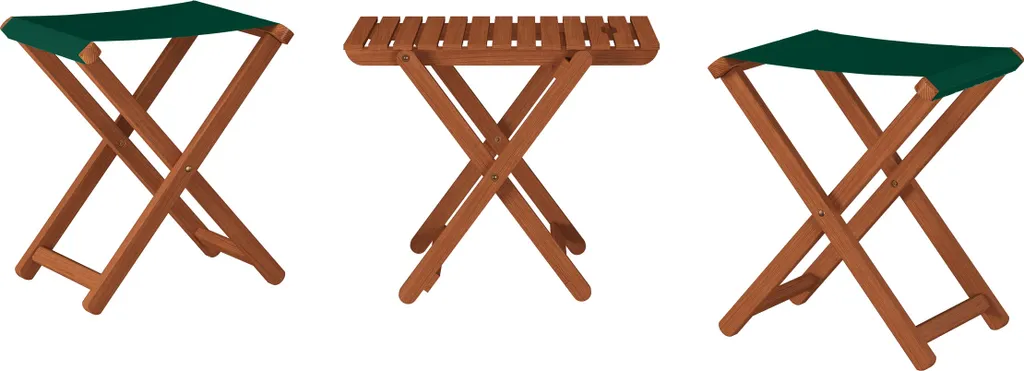Quattro varianti per mobili da balcone/camping/pesca - faggio scuro tessuto verde V-10-216N-04