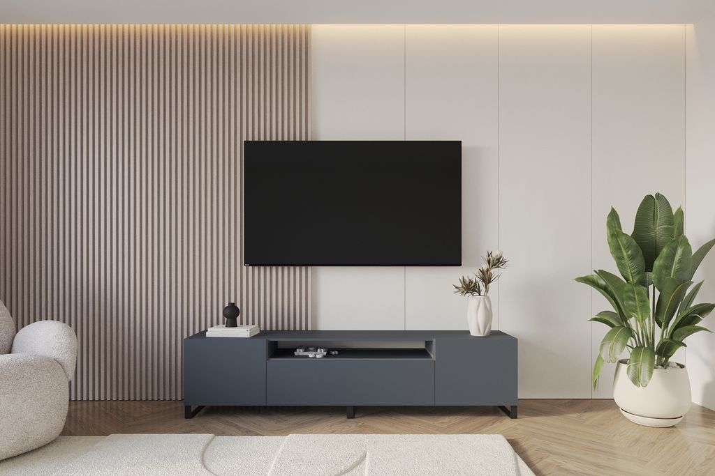 ALTDECOR TV-Schrank ELIO-S mit modernen Fronten, 200x53x41 Lowboard, TV Möbel, TV Cabinet, Fernsehtisch, Fernseher Schrank, TV Kommode, TV Tisch, ...