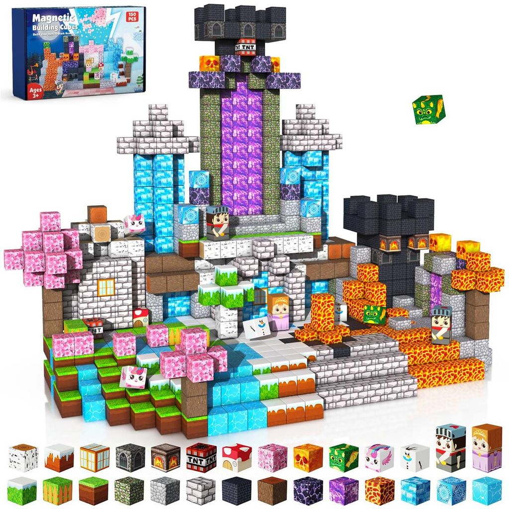 Magnetische Bausteine,150 Teile Magnetbausteine Kinder,Magnetische Spielzeug Magnetspielzeug Magnete Kinder,Spielzeug ab 3 4 5 6 7 8 9 Jahre Jungen...