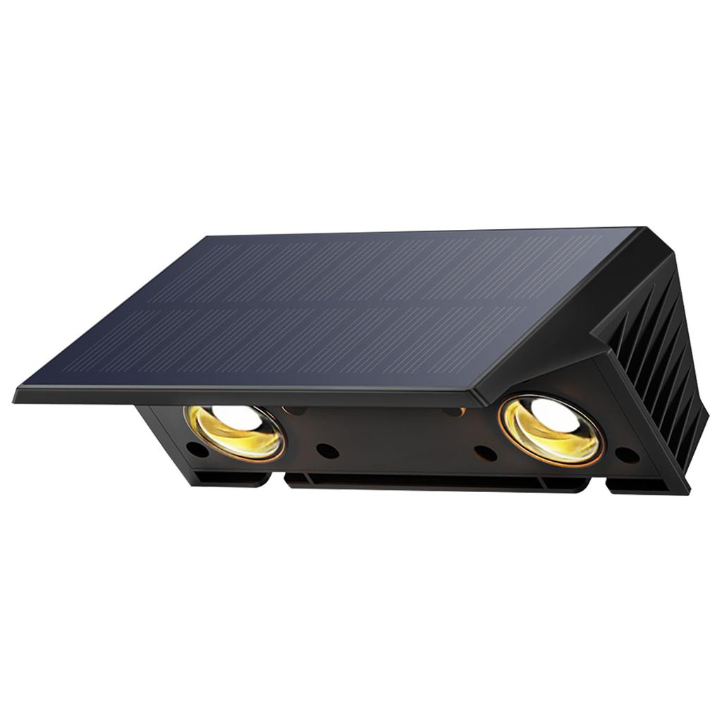 Solar-Wandlampe für draußen, wasserdicht, mit warmweißem Licht und Auf- und Abstrahlung, ideal für Garten, Terrasse und Hofdekoration.