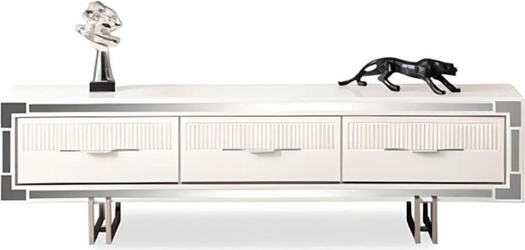 Sideboard TV Ständer Wandpanel Weiß RTV Lowboard Moderne Wohnwand