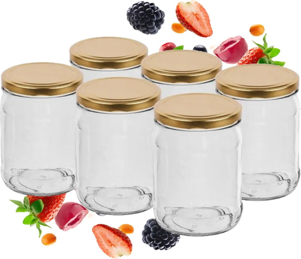 Set 6 Barattoli Vetro 500ml Design Pulito con Tappo a Vite