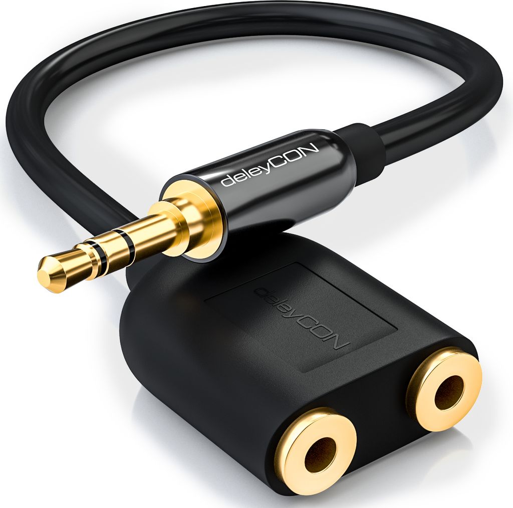 deleyCON Stereo Audio Klinken Adapter - 2x 3,5mm Klinken Produktbild 