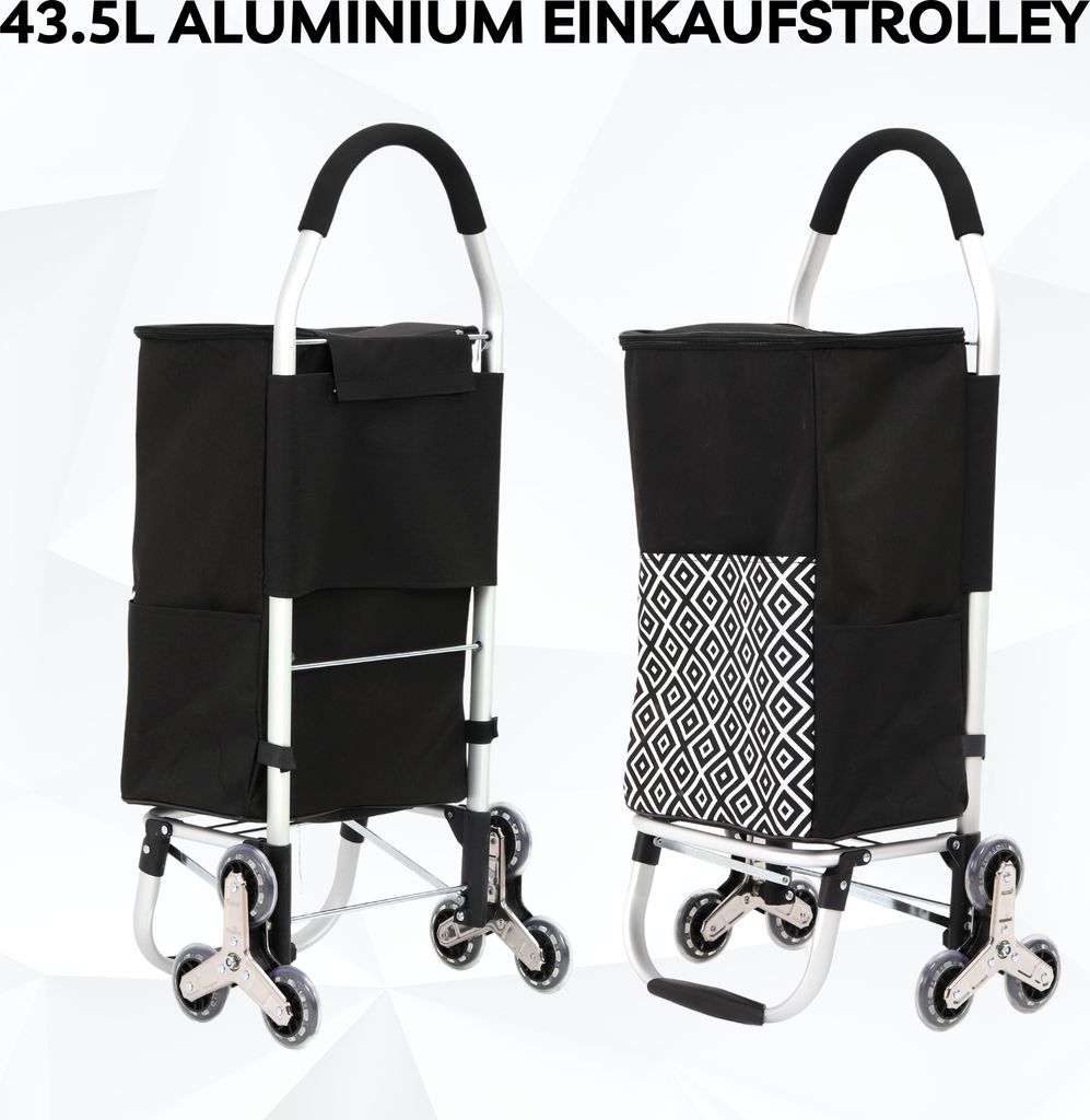 50 L Einkaufstrolley mit Treppensteiger & Thermotasche – Produktbild 
