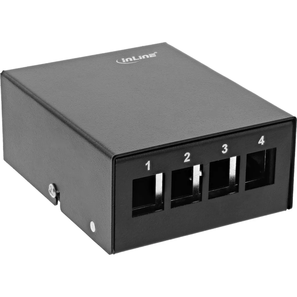 InLine®, box 4x Keystone RJ45, metallo, nero RAL9005