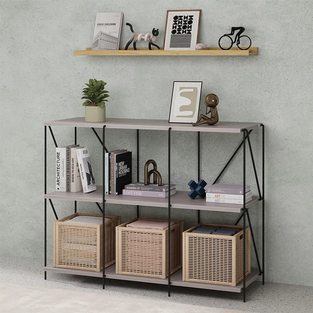 Vicco Libreria Ravix Grigio Nero 90x71cm - Mobile Salvaspazio Design