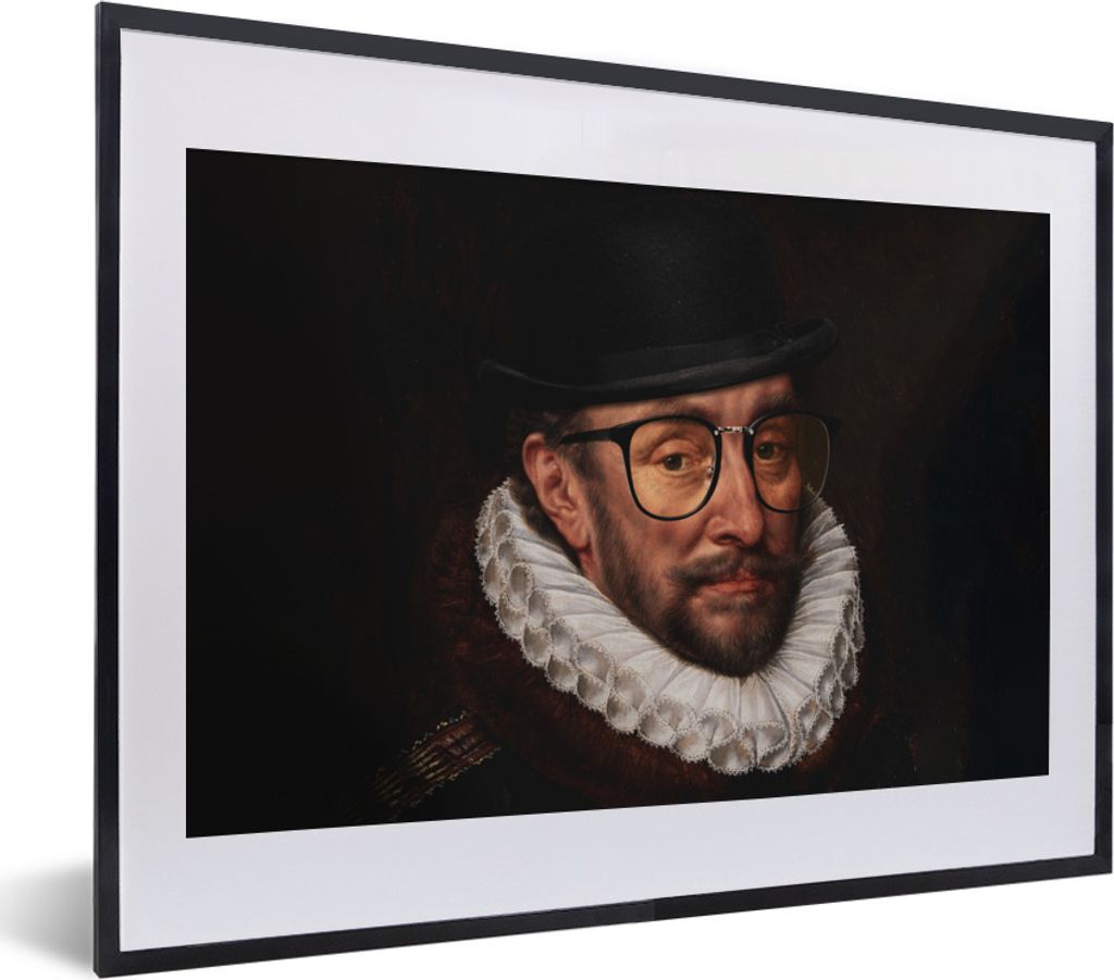 MuchoWow Gerahmtes Poster Wilhelm von Oranien - Adriaen Thomasz - Bril 40x30 cm - Poster mit Schwarzem Bilderrahmen Wandposter Rahmen Foto Bilder...