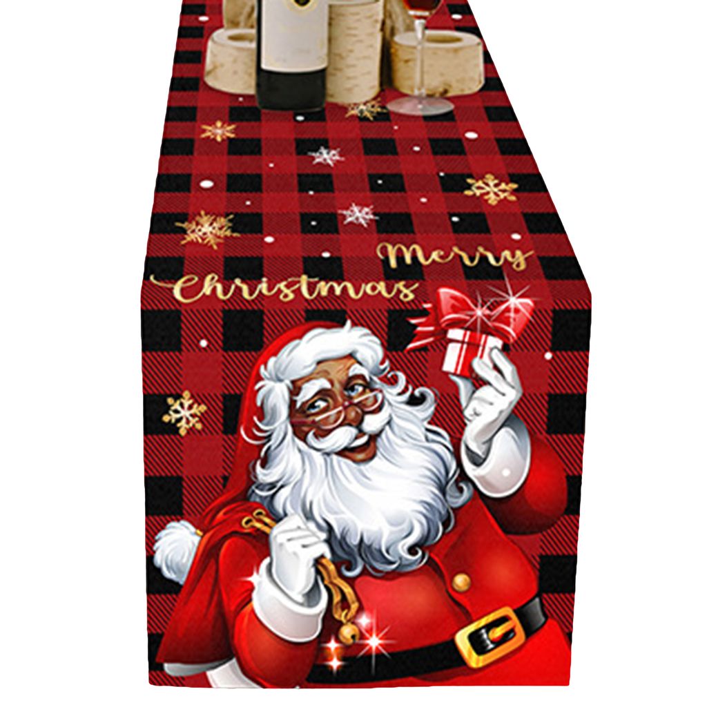 Weihnachtstisch Runner Gitterkante Schneeflockenabdruck Dekorative Weihnachtsflecken karierte Mustertischtuch für Esszimmer-A ,Größen:S