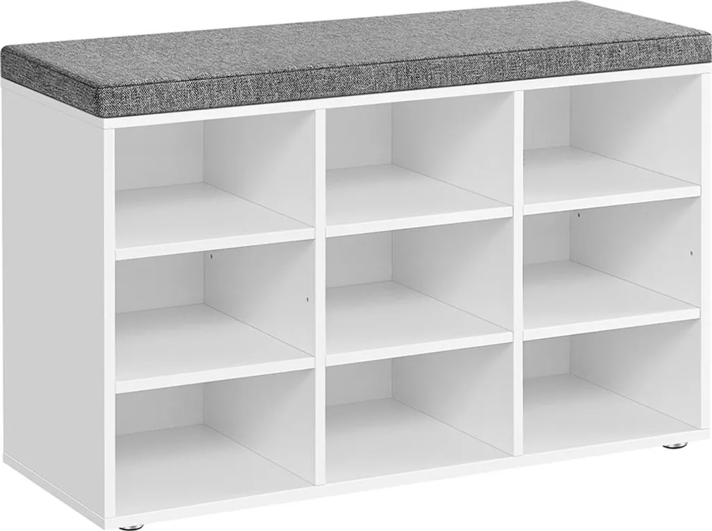 Meuble d'entrée avec banc de rangement chaussures et assise rembourrée