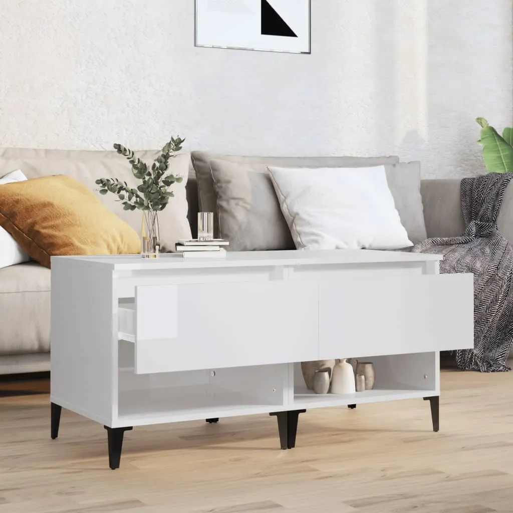 vidaXL Tables d'Appoint 2 pcs Blanc Brillant 50x46x50 cm Bois Ingénierie