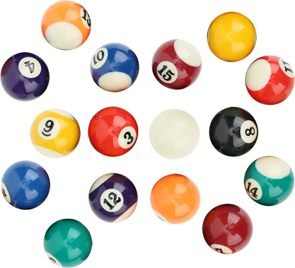 Set 16 Mini Boules Billard 38mm Résine pour Remplacement Table Enfants