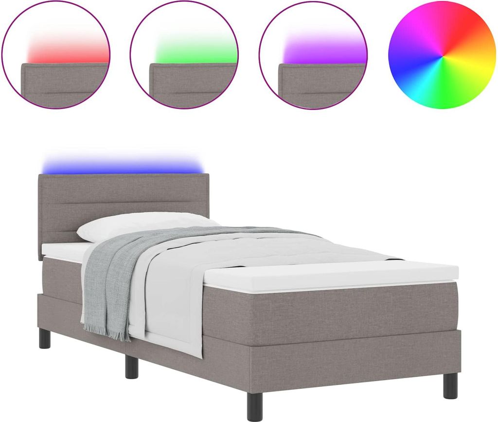 vidaXL Boxspringbett mit Matratze mit Kopfteil Taupe 80 x 200 cm Stoff