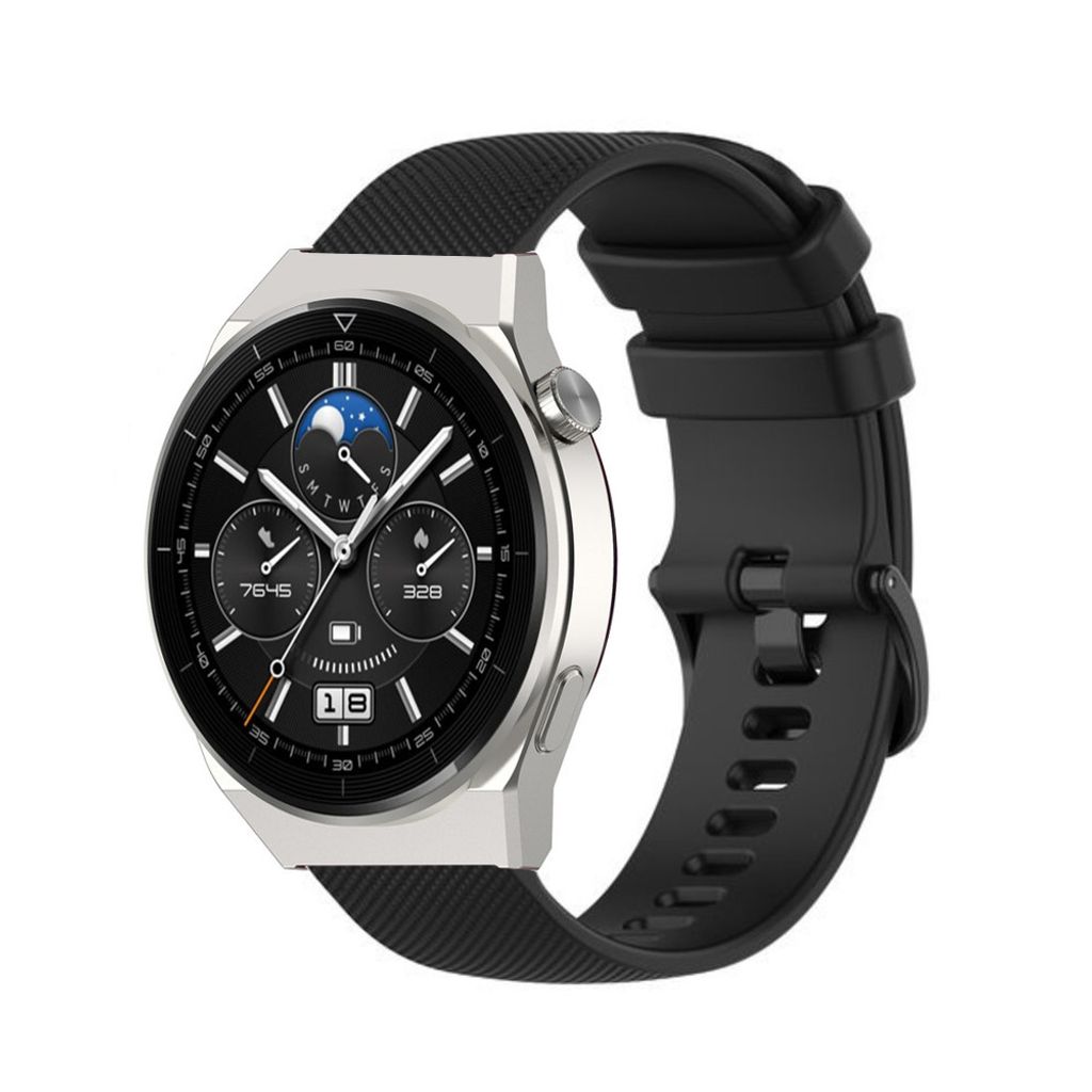 Strap-it Huawei Watch GT 3 Pro 46mm Luxus- Silikonarmband (Schwarz)