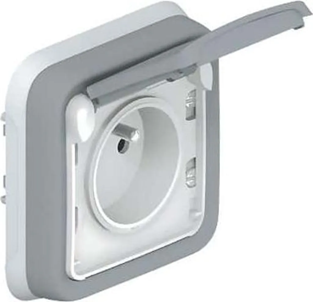 Prise Plexo Legrand encastrable robuste à bornes automatiques 16A gris
