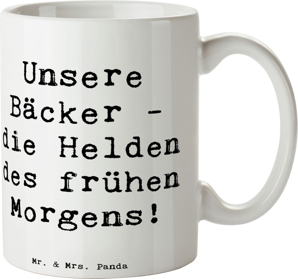 Mr. & Mrs. Panda Trinkbecher Spruch Bäcker Helden - Weiß - Produktbild 