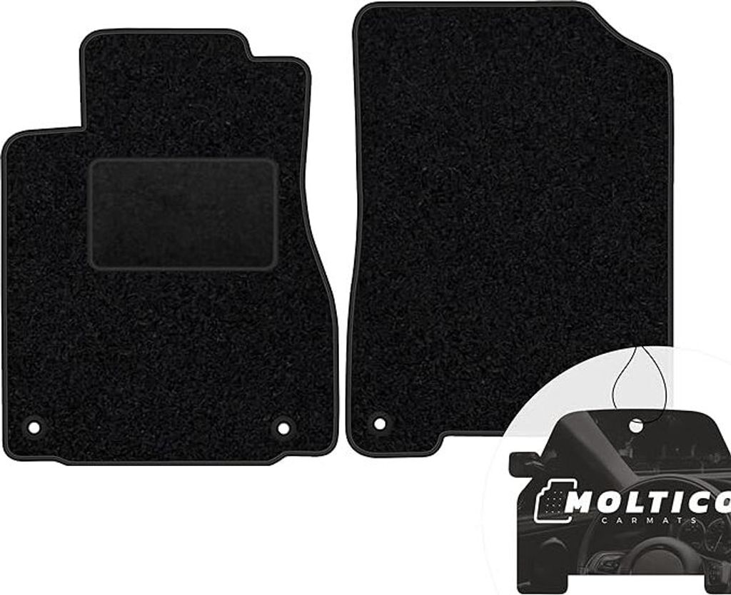 moto-MOLTICO Vorne Fußmatten Auto Velours Autoteppiche Schwarz Automatten Set 2-teilig passend für Honda CRX 1987-1992