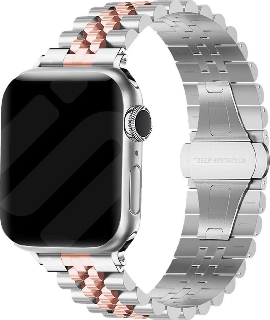 Strap-it Apple Watch Jubilee Stahlband (Silber/Roségold)