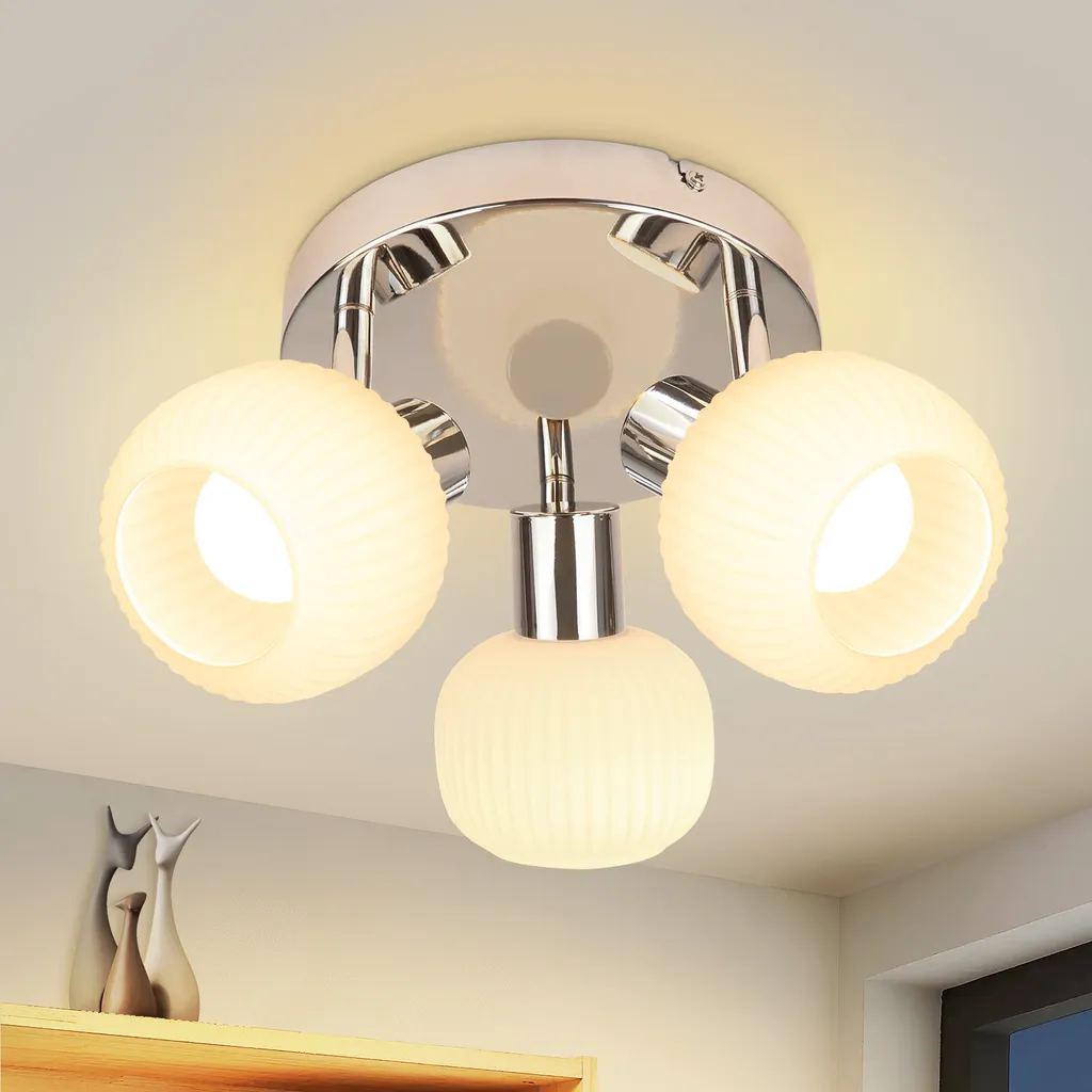 Spot de plafond 3 Flammes avec Abat-jour en Verre Style Vintage E14