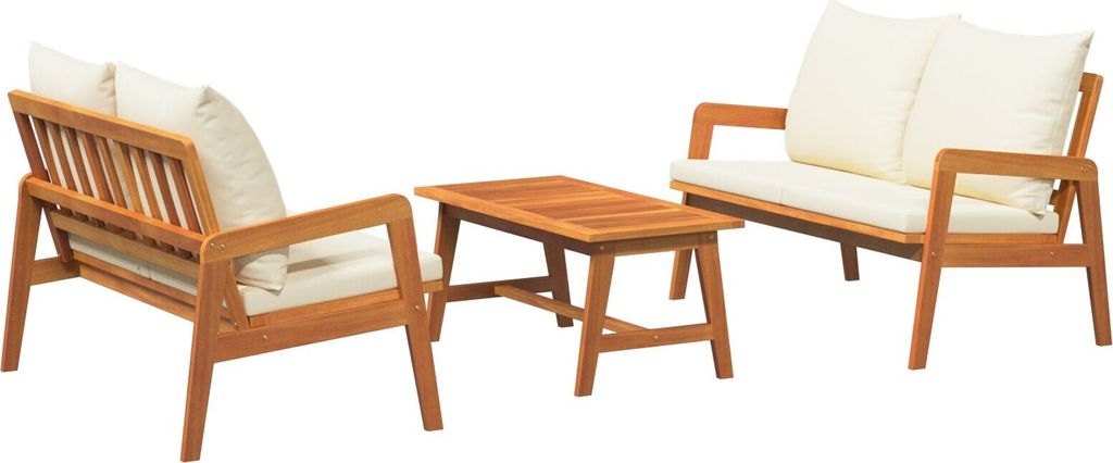 Möbel 3-tlg. Bistro-Set mit Kissen Massivholz Akazie - Gartensofas 3328607